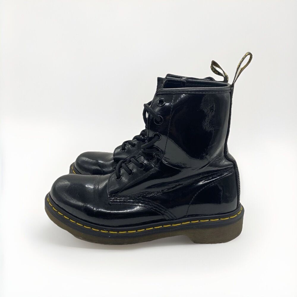 Dr. Martens Black Lace-Up Boots Patent Leather Size US W 7/ US M 6 1460W - Picture 7 of 11